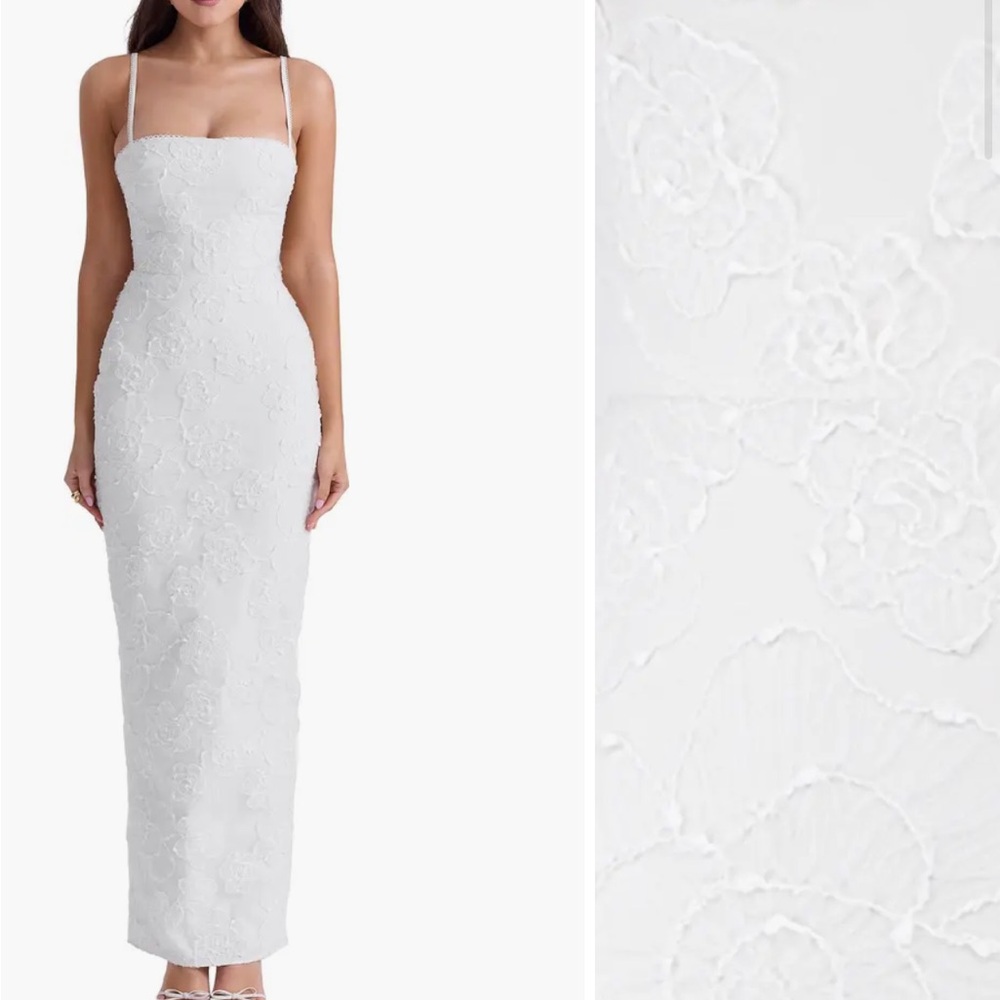 House of CB White Eva Floral embroidery dress